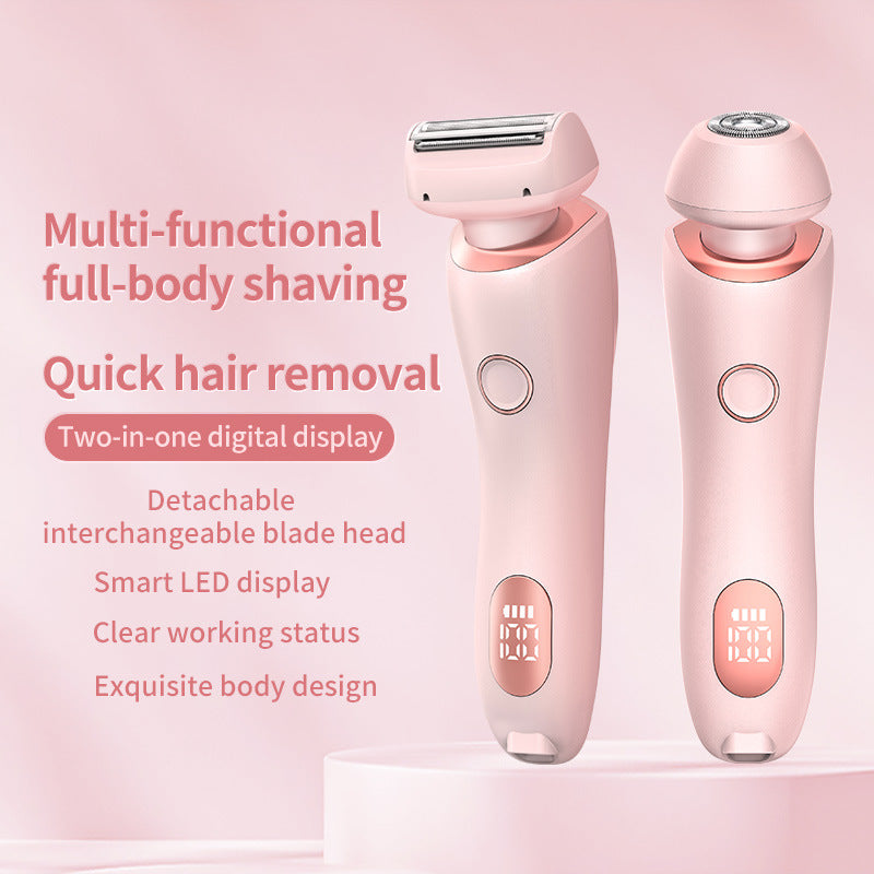 2 In 1 Hair Removal Epilator USB Rechargeable Trimmer Women Body Razor Face Leg Armpit Shaver Hair Remover